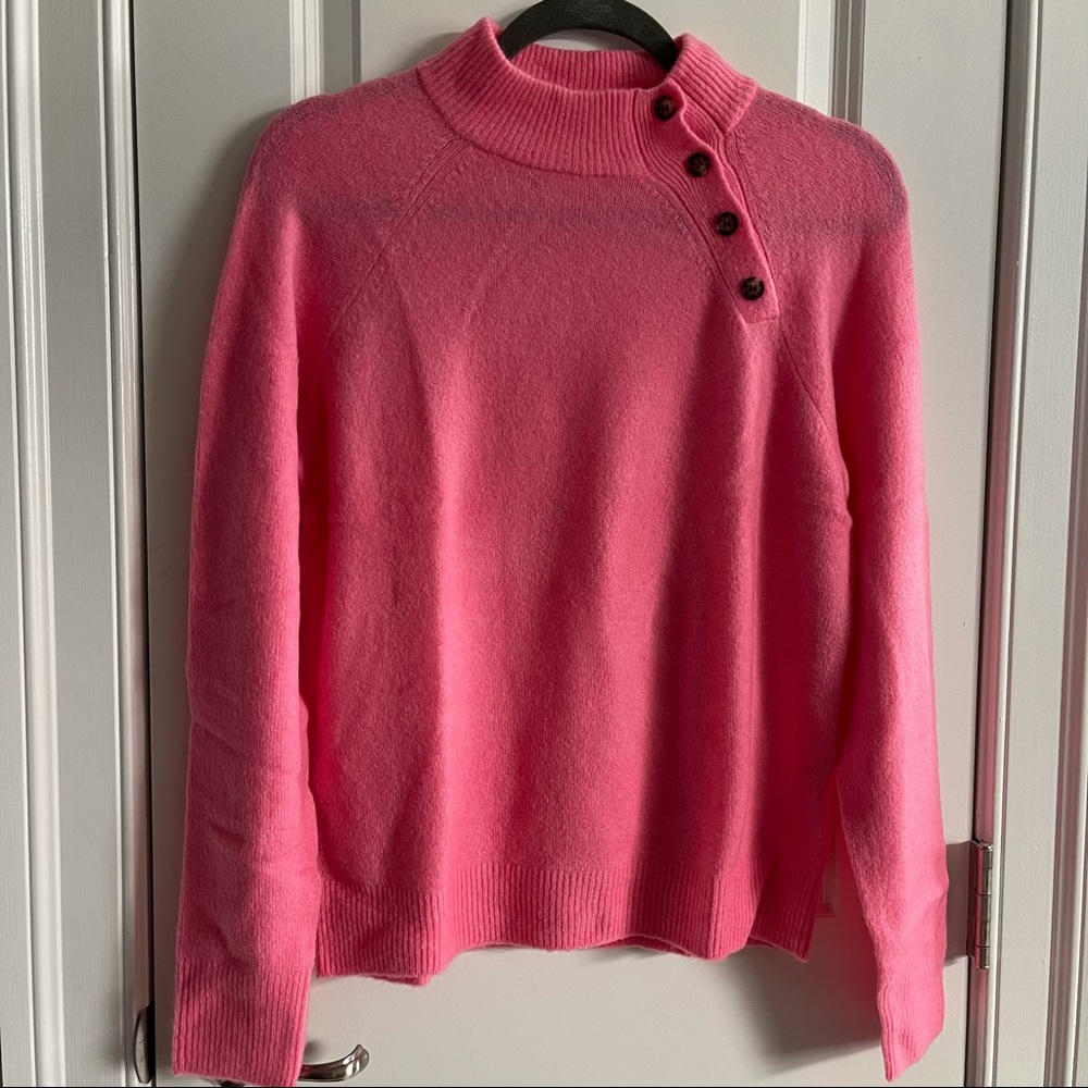 Small Pink J. Crew Button Neck Sweater NWT